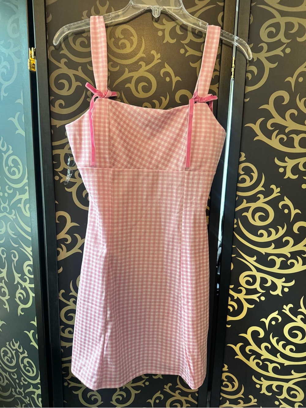 Heart Hips Pink Gingham Tie-Shoulder Sundress